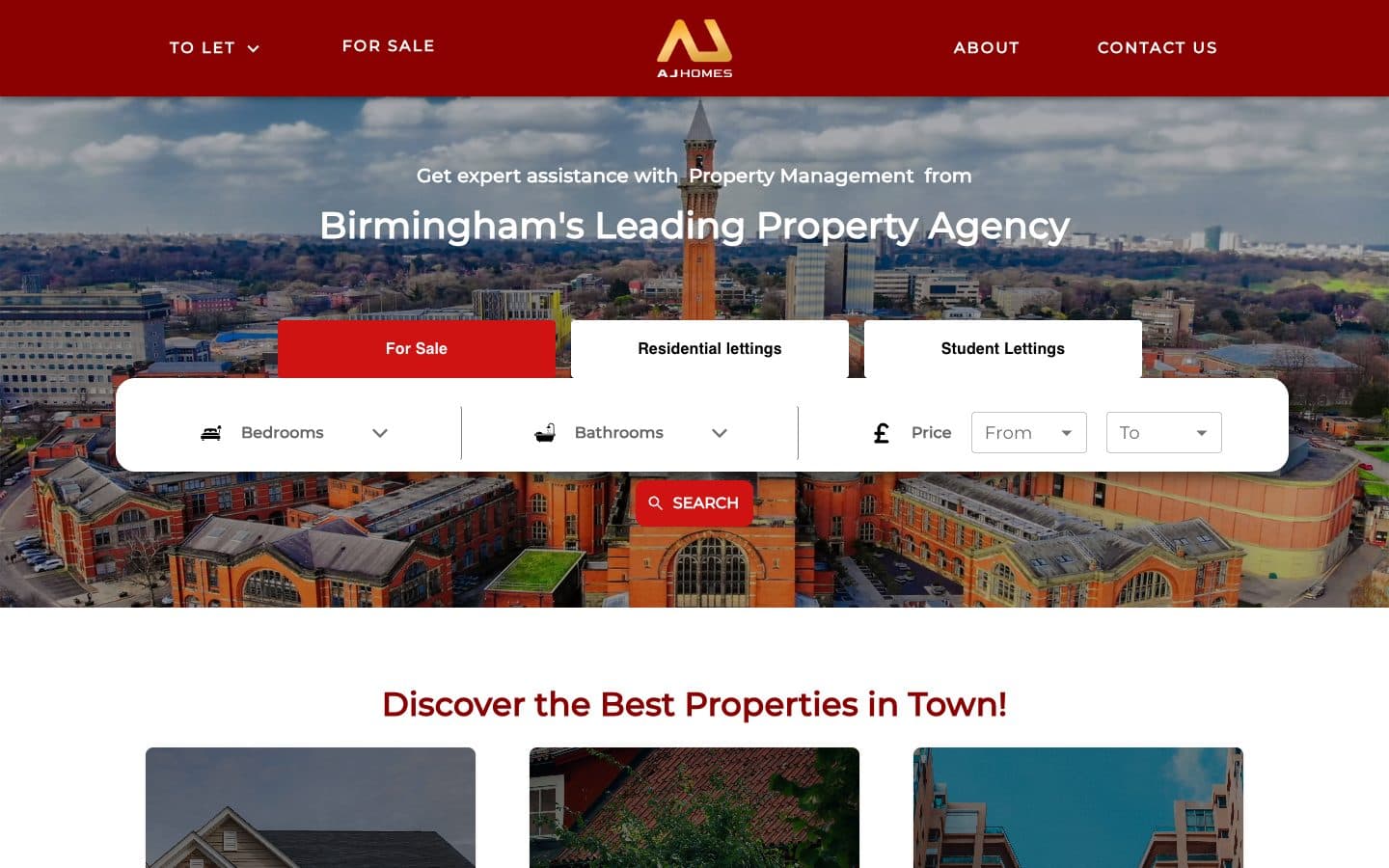 AJ Homes & Lettings Ltd website homepage