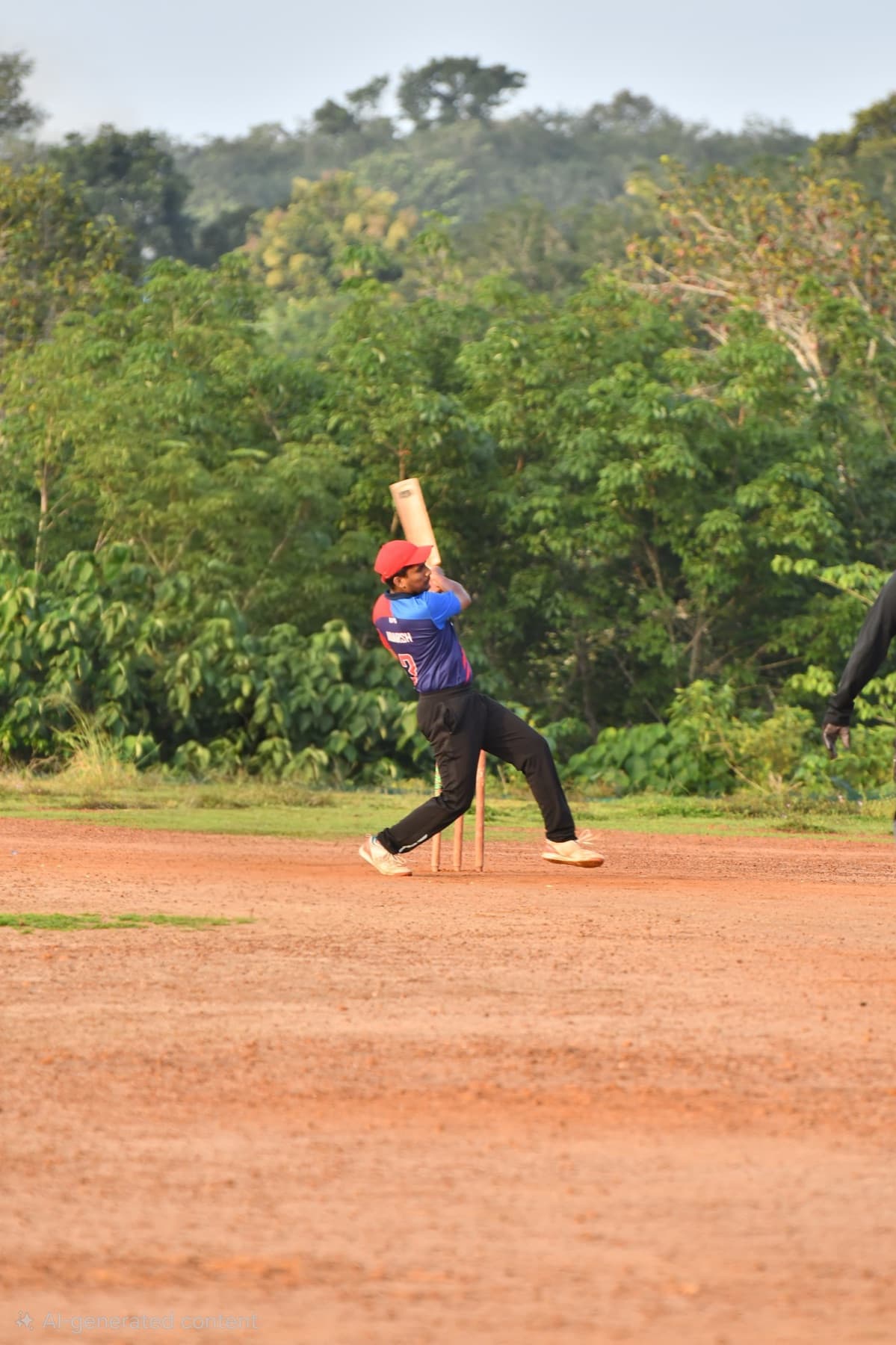 Adarsh playing a shot at the crease